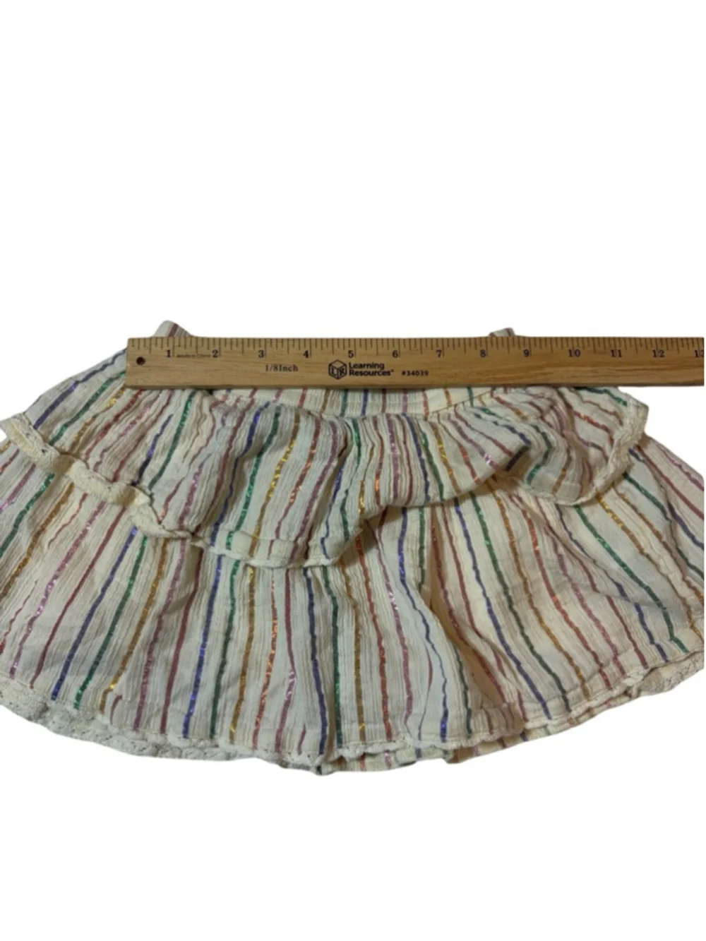 Gap Kids Tiered Rainbow Metallic Stripe Skirt XS Cottagecore Boho